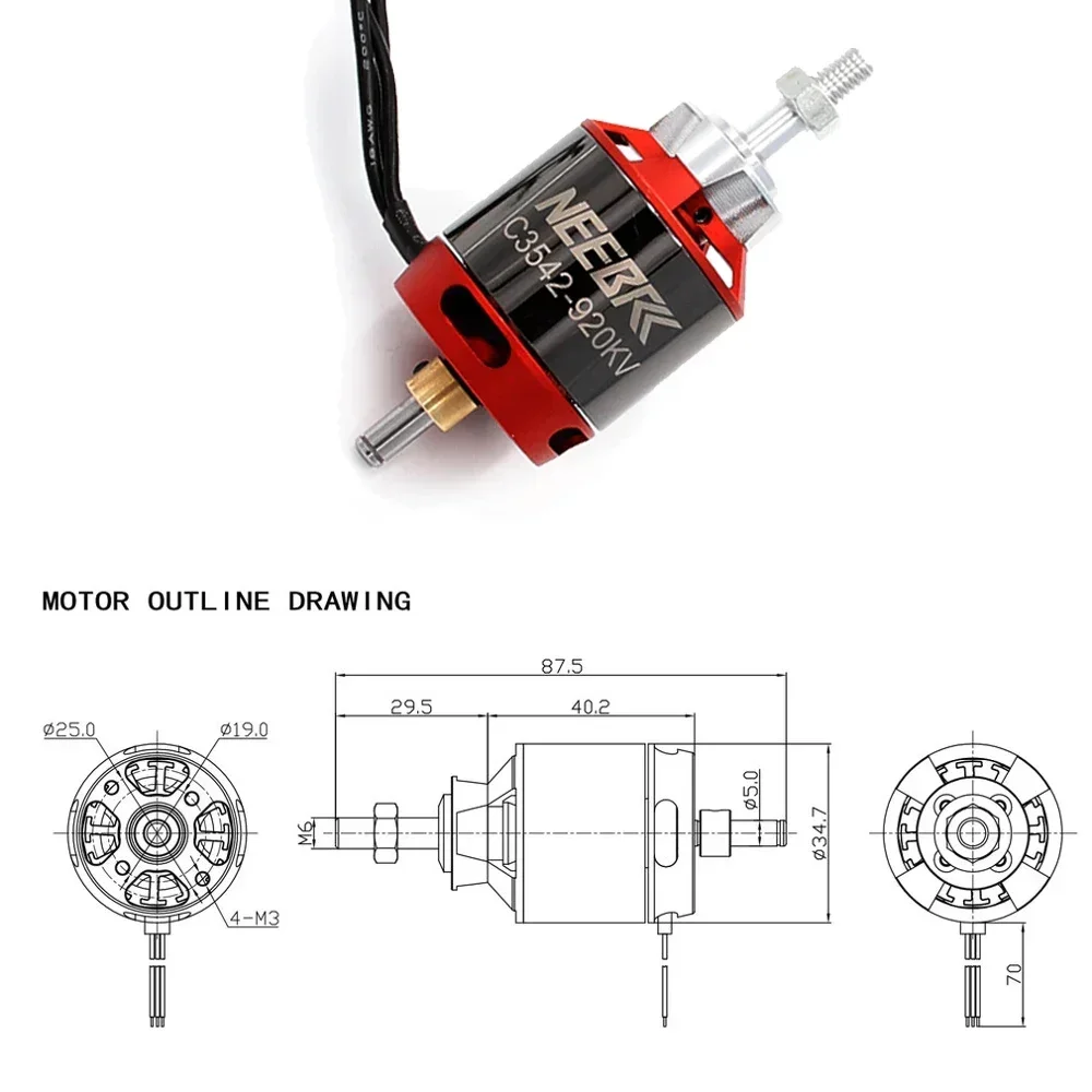 1/2/4PCS 3542 920KV 1400KV Out - огляд і ціна Rc Wing Glider